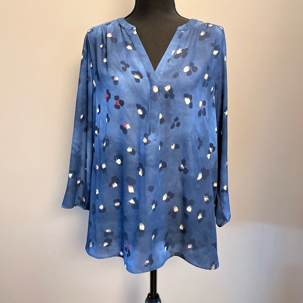 NYDJ Size L Patterned Blouse in Blue